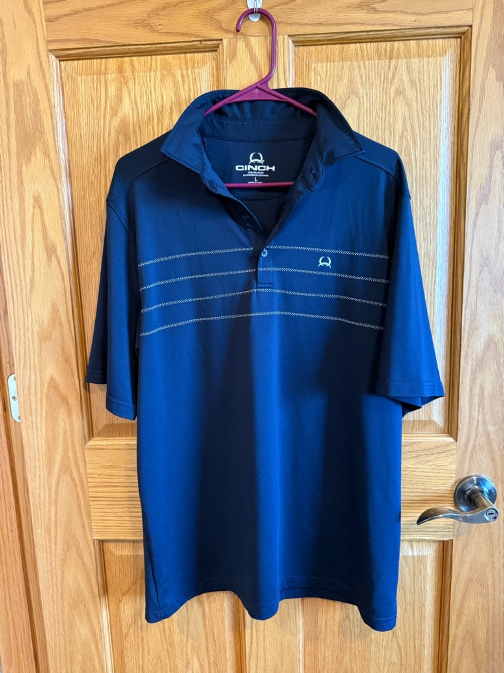 Cinch Men's Navy Polo with Subtle Stripe Detail
